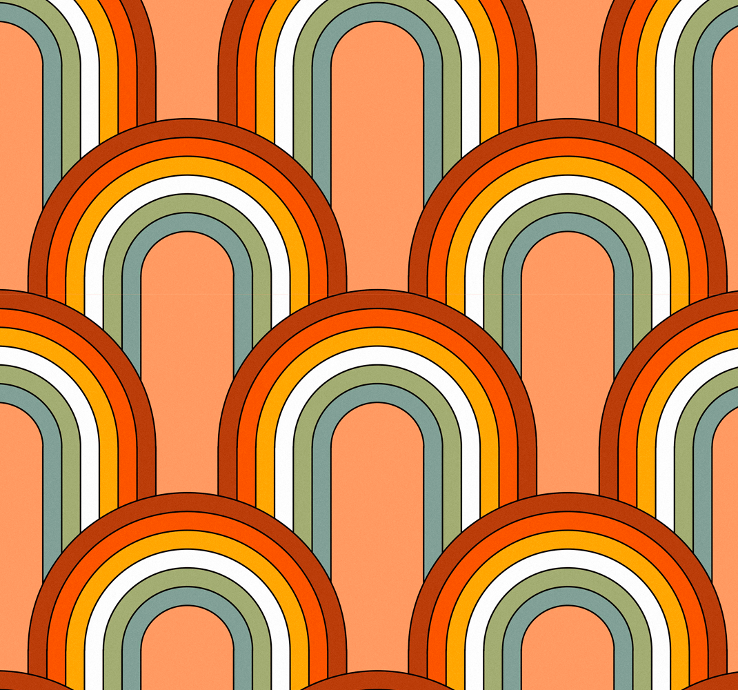 Vinyl teppich vintage 70er jahre regenbogenmuster - TenStickers