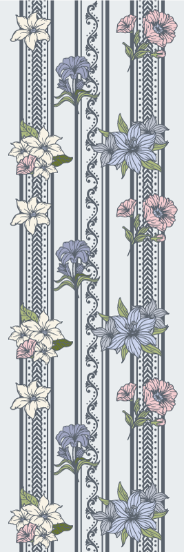 Vinyl teppich vintage im floralen streifenmuster - TenStickers
