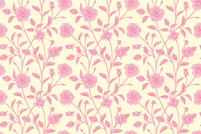 Vinyl teppich vintage mit kleinen rosen auf pink - TenStickers