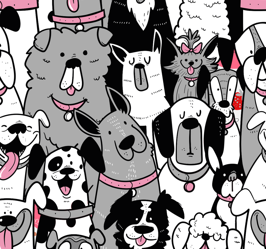 Vinyl teppich tiere mit hundekonturen für kinder - TenStickers
