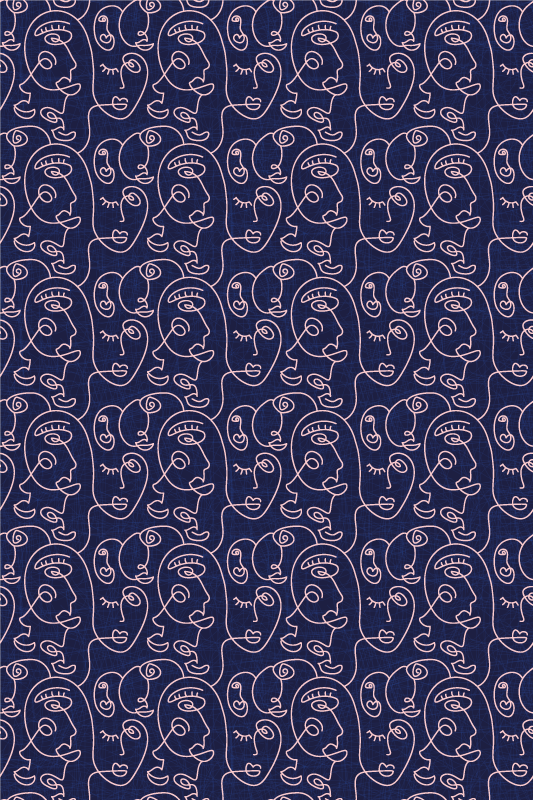 Vinyl teppich textur mit abstrakten blauen frauen - TenStickers