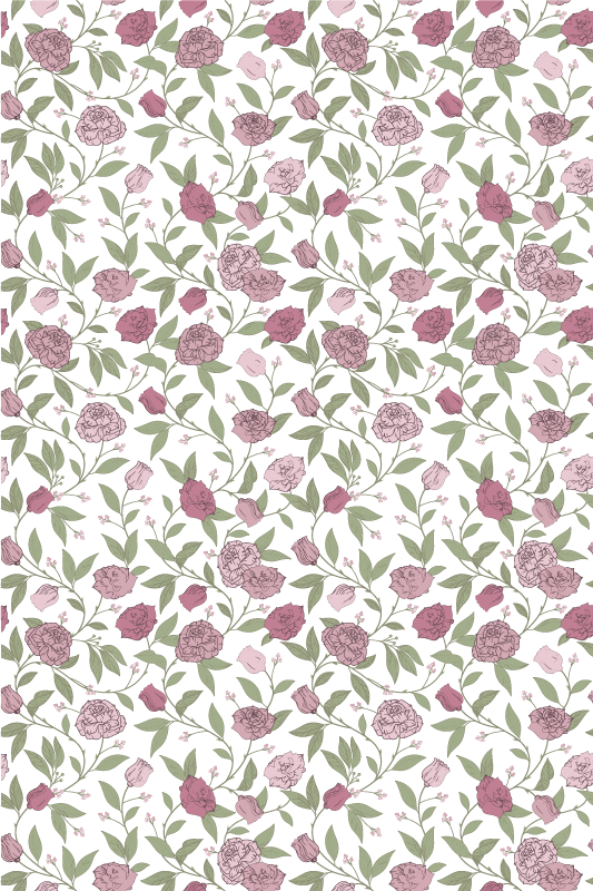 Vinyl teppich vintage in blassen rosa rosen - TenStickers