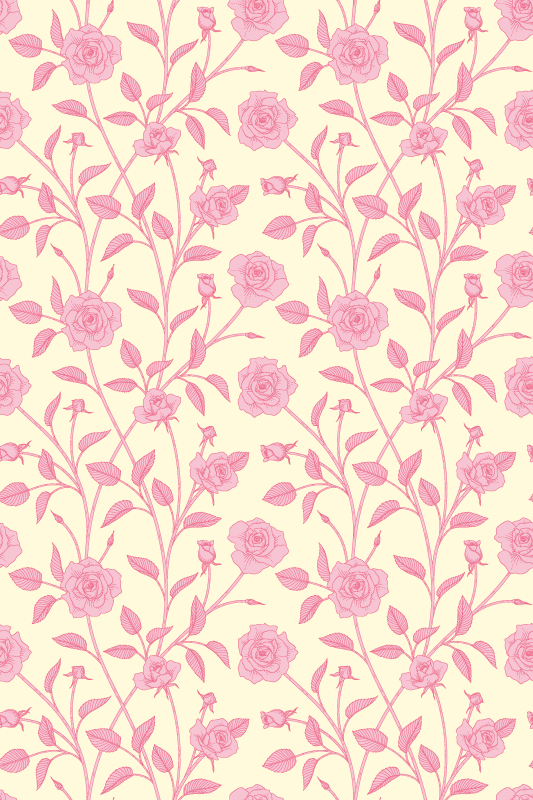 Vinyl teppich vintage mit kleinen rosen auf rosa - TenStickers