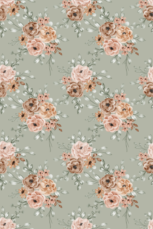 Vinyl teppich vintage mit vintage rosen auf mintgrün - TenStickers