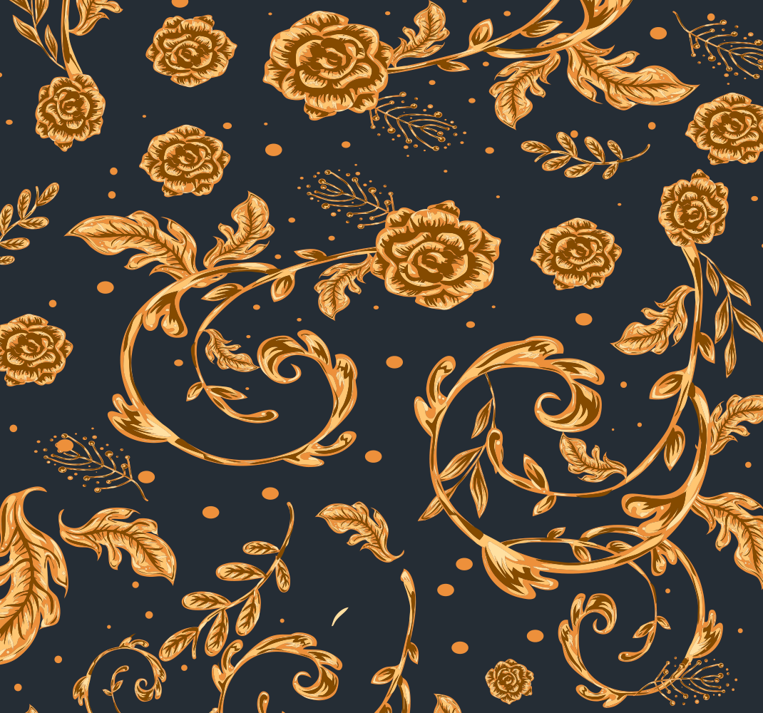 Vinyl teppich vintage mit goldenem blattmotiv - TenStickers