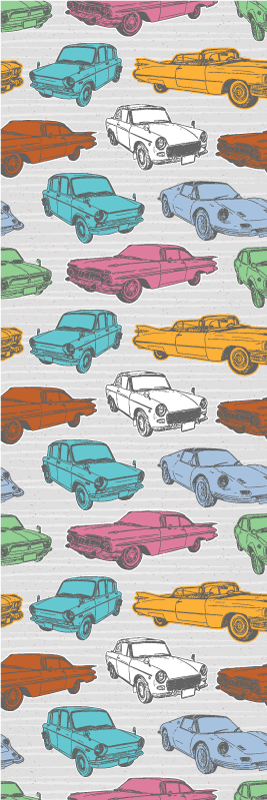 Vinyl teppich vintage mit bunten oldtimern - TenStickers