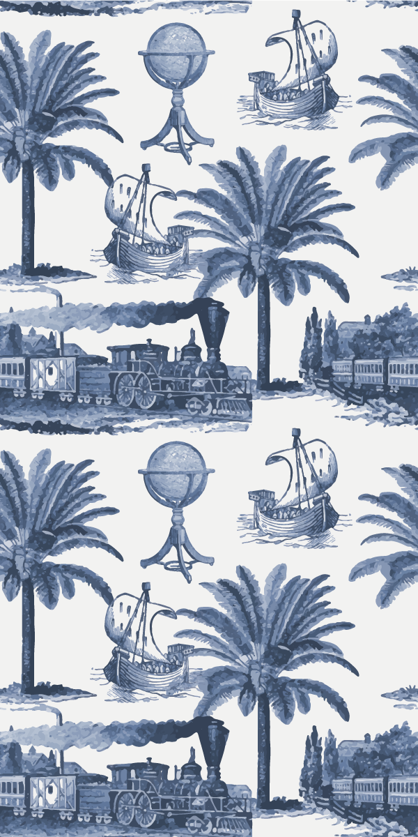 Vinyl teppich vintage mit blauem französischem muster - TenStickers