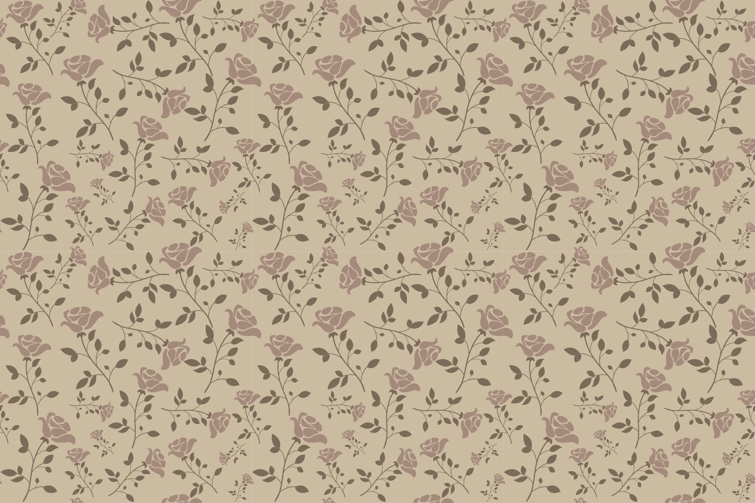 Vinyl teppich vintage braunes rosenmuster - TenStickers