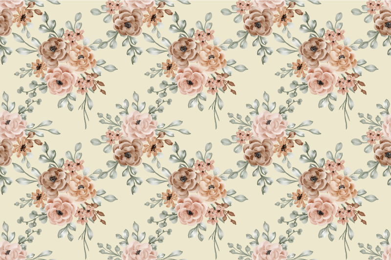 Vinyl teppich vintage mit romantischen großen rosen - TenStickers