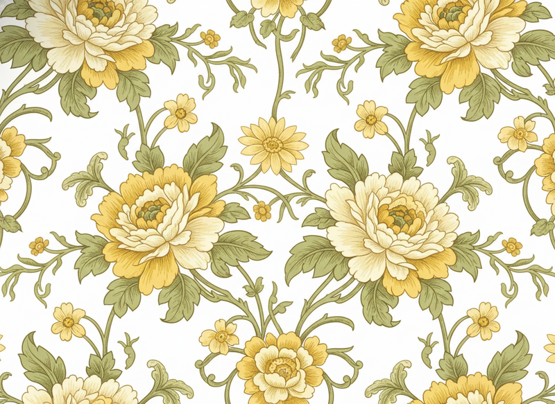 Vinyl teppich vintage mit gelben blumenmotiv - TenStickers