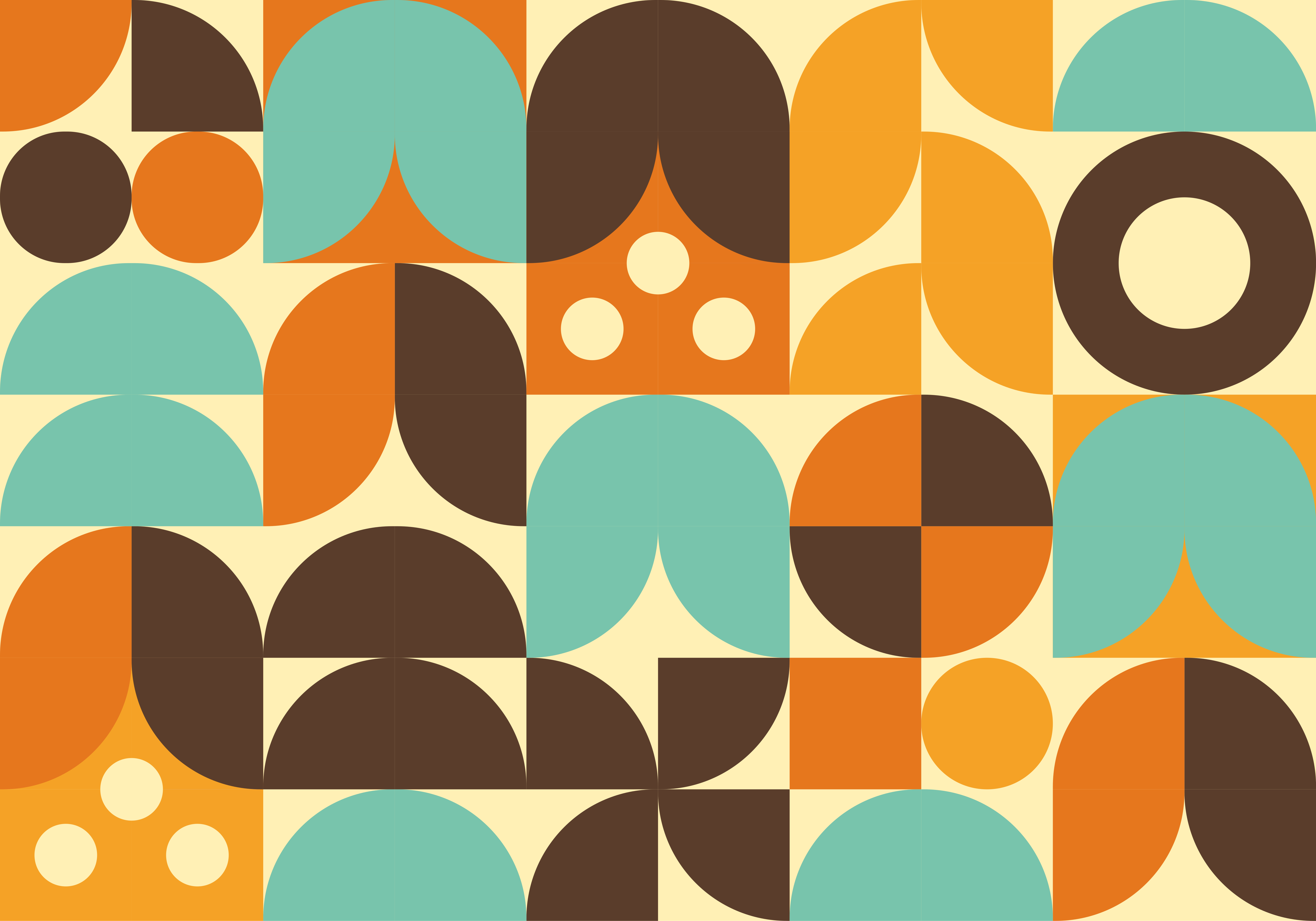 Vinyl teppich vintage geometrische 70er jahre formen - TenStickers