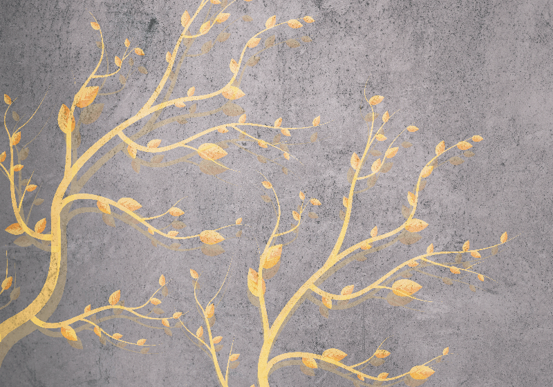 Vinyl teppich vintage mit goldenem baum im vintage-stil - TenStickers