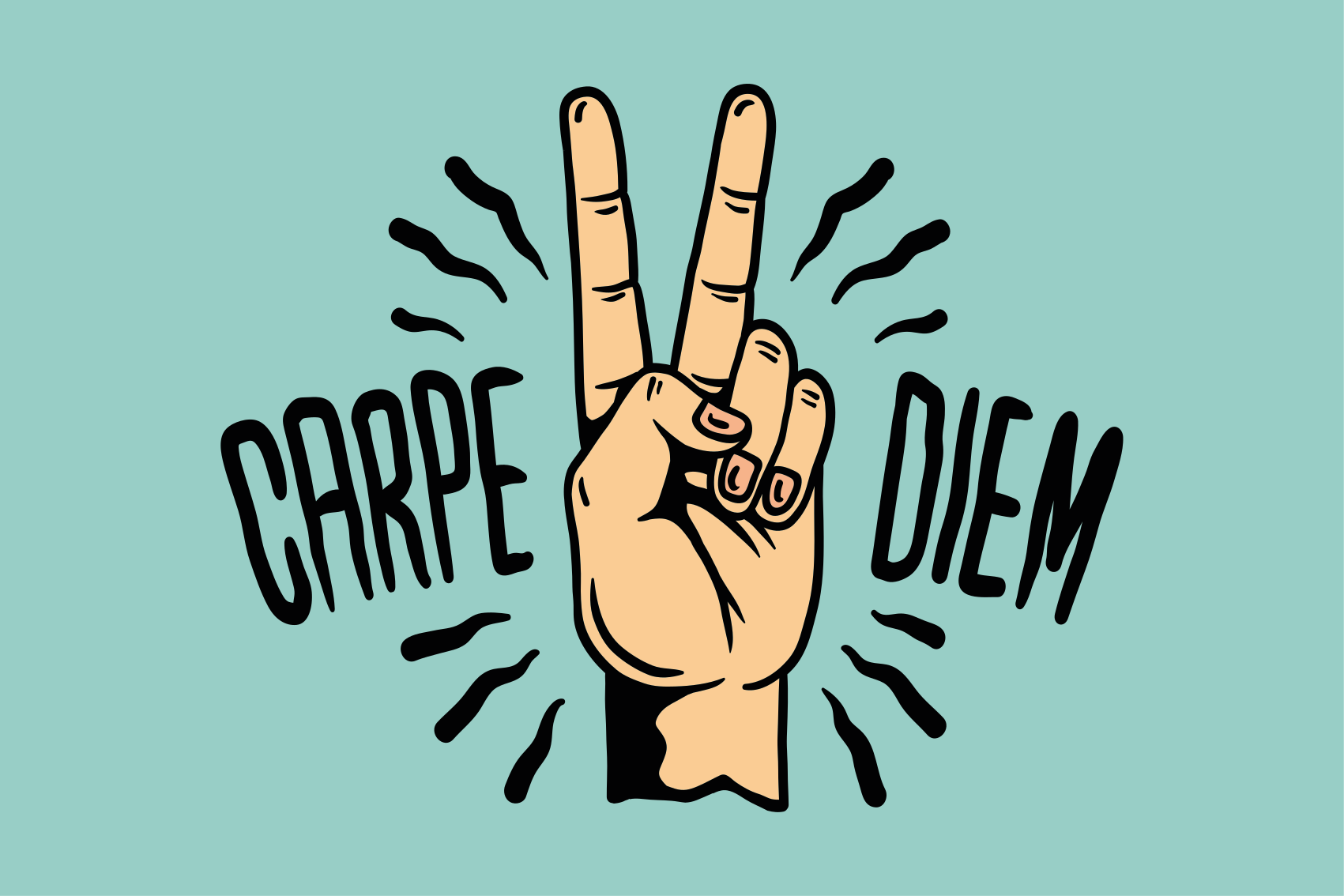 Vinyl teppich text carpe diem frieden hand illustration - TenStickers