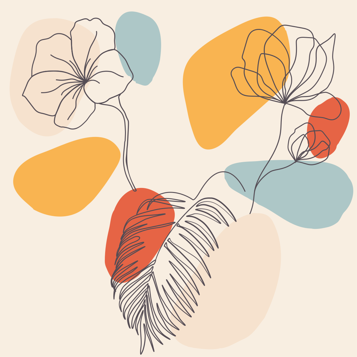 Geometrischer vinyl teppich mit botanischer wandkunst - TenStickers