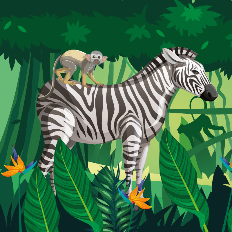 Vinyl teppich kinderzimmer giraffe zebra affe set 4 - TenStickers