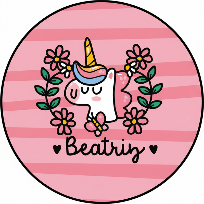 Vinyl teppich kinderzimmer mit niedlichem blumen-einhorn - TenStickers