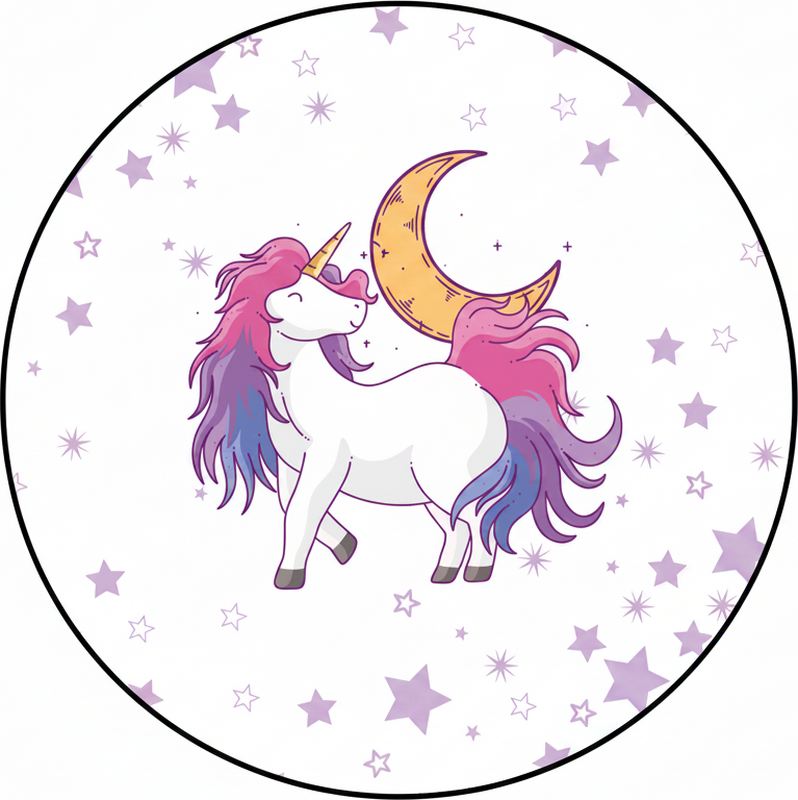 Vinyl teppich kinderzimmer einhorn und mond - TenStickers