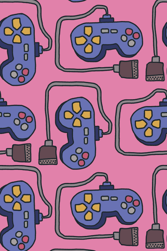 Vinyl teppich spiele mit retro controller muster - TenStickers
