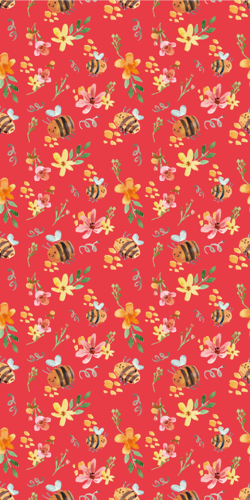 Vinyl teppich wohnzimmer retro bienen und blumen - TenStickers