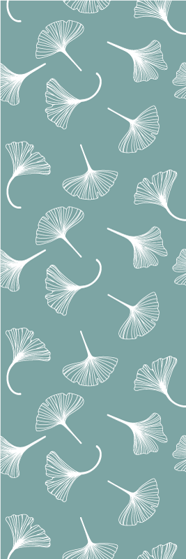 Vinyl teppich wohnzimmer mit hellblauem ginkgo-muster - TenStickers