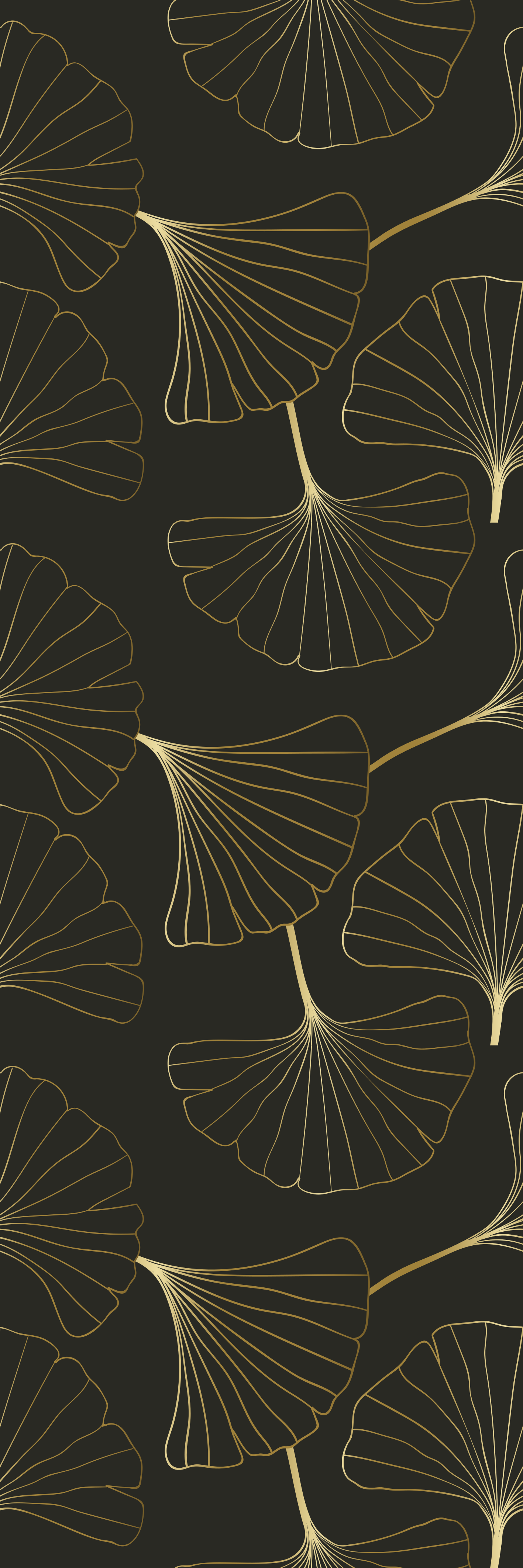 Vinyl teppich flur ginkgo blätter anthrazit gold - TenStickers