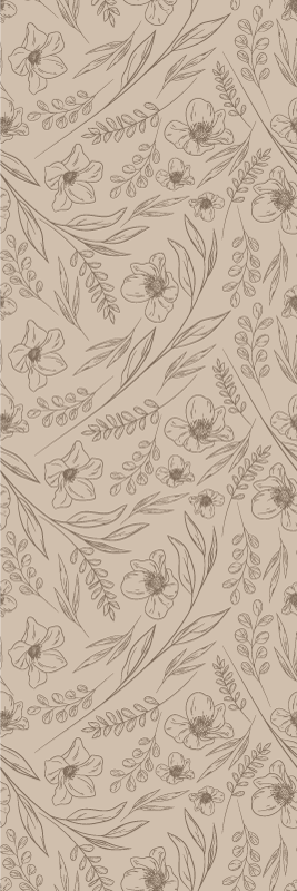 Vinyl teppich beige mit taupefarbenem floraldesign - TenStickers