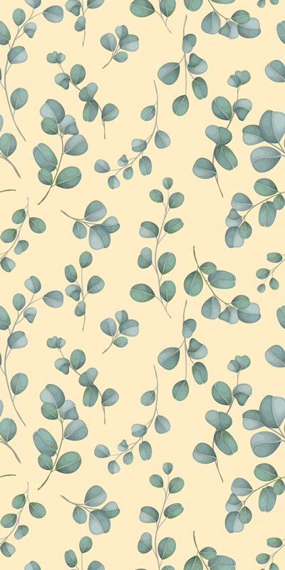 Vinyl teppich beige mit eukalyptusblatt-muster - TenStickers