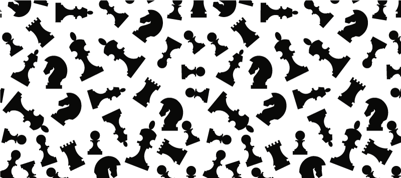 Weißer vinyl teppich mit schwarzen schachfiguren - TenStickers