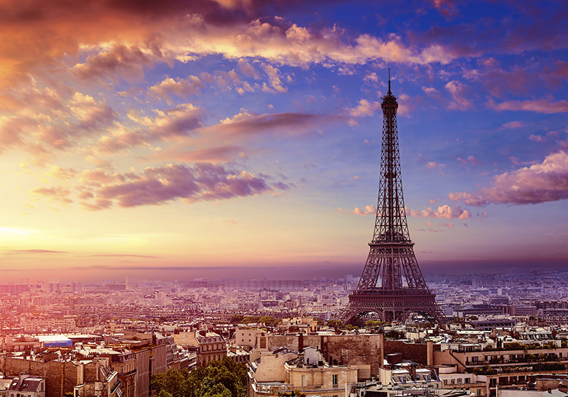 Vinyl teppich lila mit blick auf paris - TenStickers