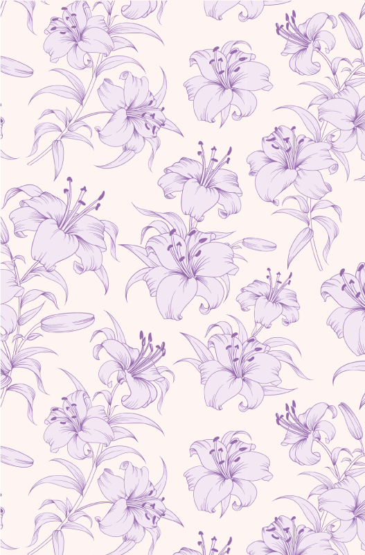 Lila vinyl teppich mit blühendem lilienmuster - TenStickers