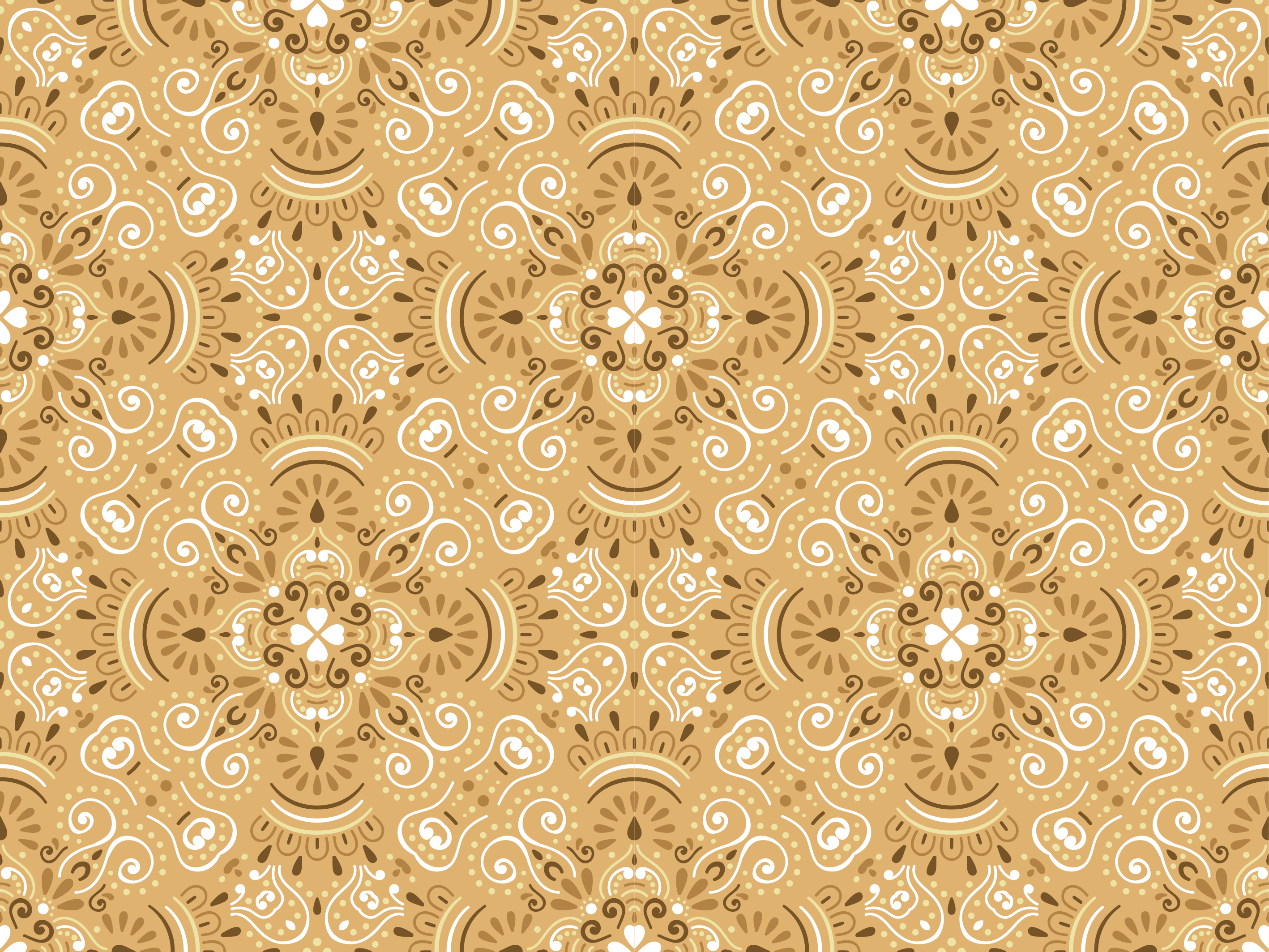 Vinyl teppich orange mit vintage beigem ornamente-muster - TenStickers