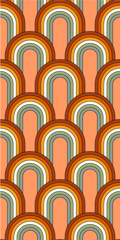 Vinyl teppich orange im regenbogenmuster der 70er - TenStickers