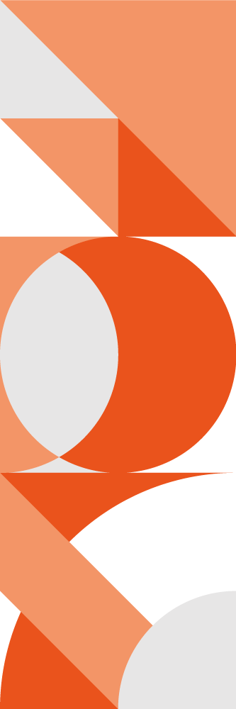 Vinyl teppich orange in orange-weißer farbblockgestaltung - TenStickers