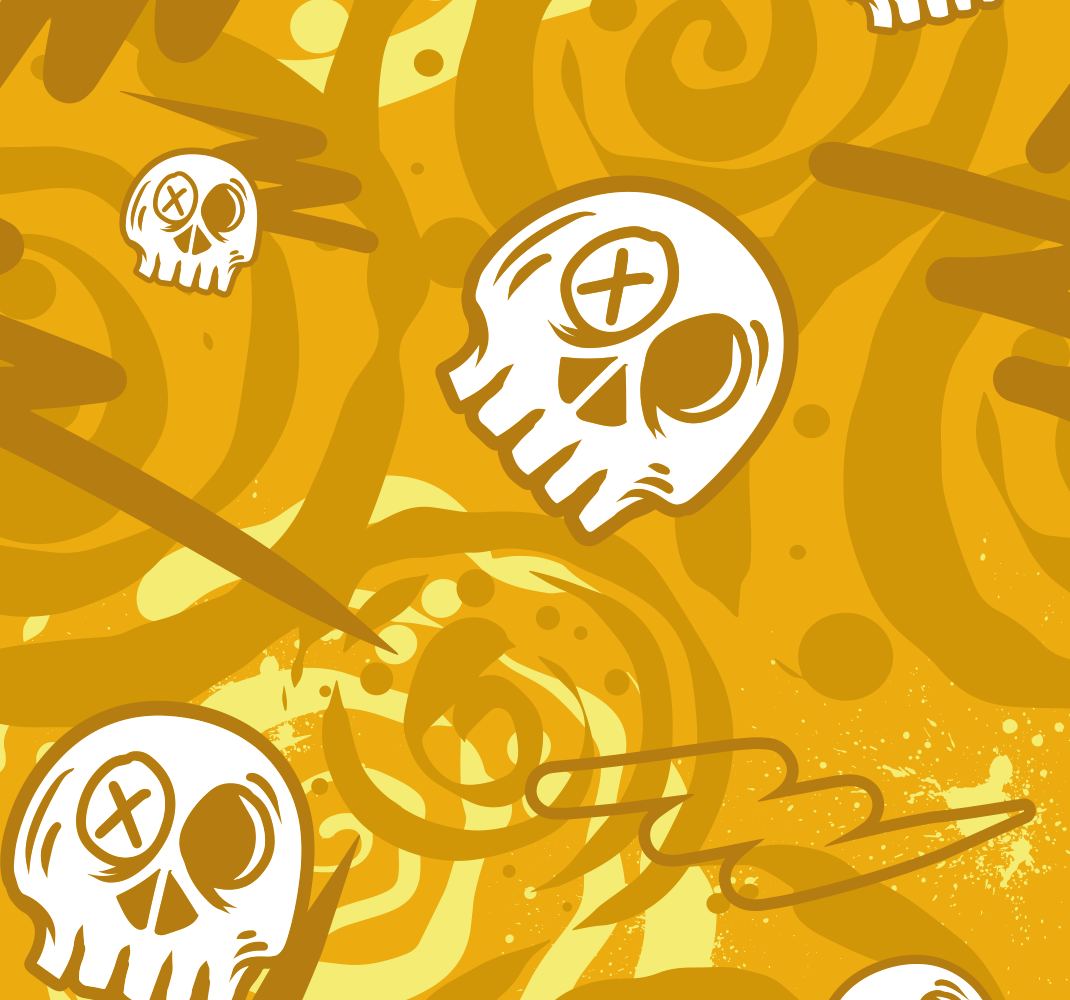 Vinyl teppich orange mit totenkopf-graffiti - TenStickers