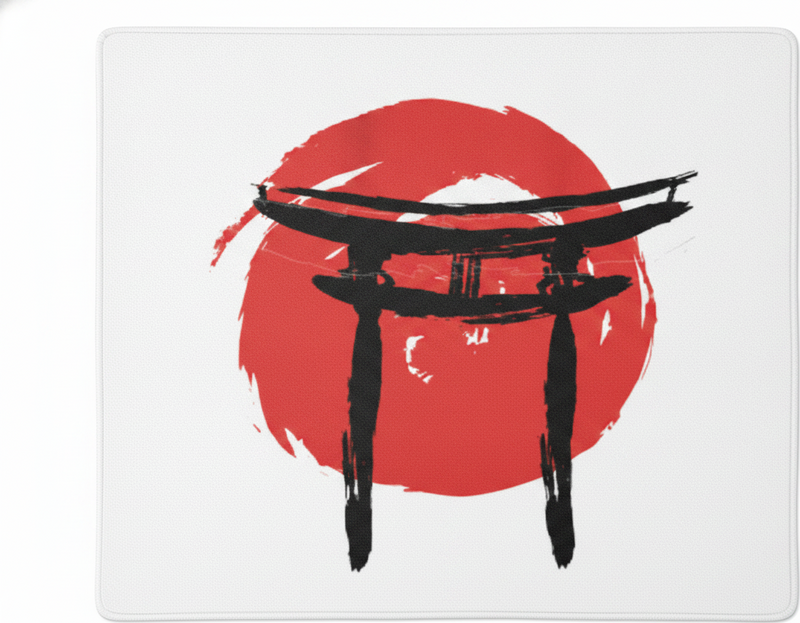 Vinyl teppich rot mit japanischem bemaltem tor - TenStickers