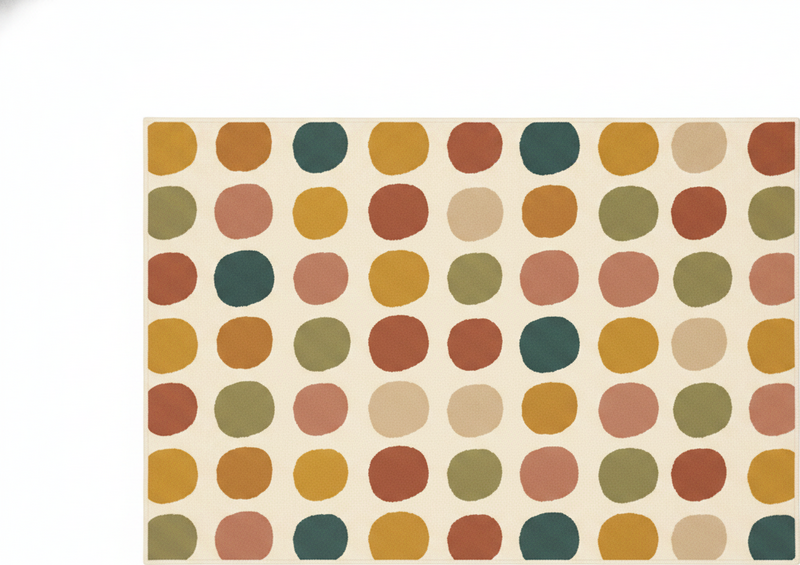 Vinyl teppich rot mit buntem boho punktmuster - TenStickers