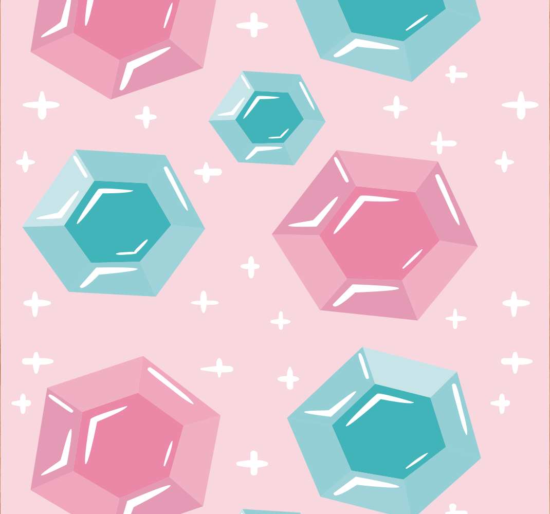 Vinyl teppich rosa mit geometrischen edelsteinen - TenStickers