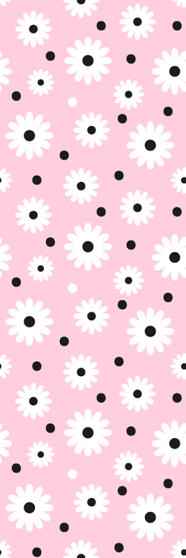 Vinyl teppich rosa mit pinken punkten blumenmuster - TenStickers