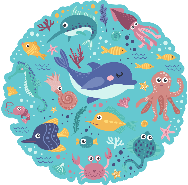 Runder fisch tier vinyl teppich - TenStickers