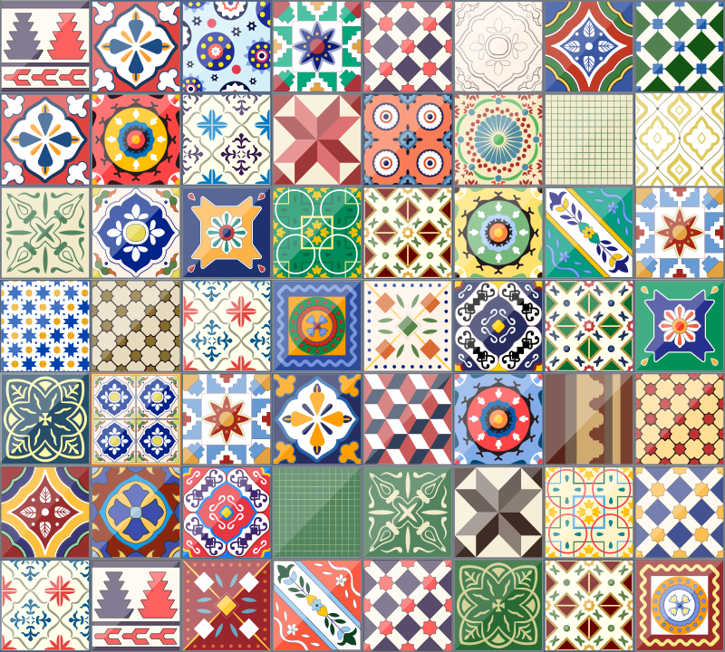 Vinyl Teppich Fliesenoptik buntes Mosaikfliesen-Muster - TenStickers