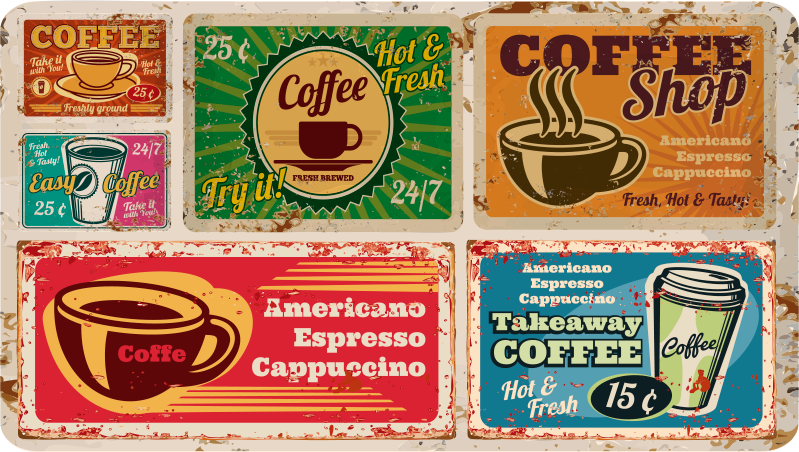 Vintage vinyl teppiche des amerikanischen kaffees - TenStickers