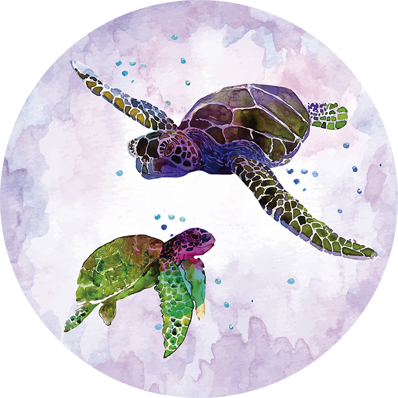 Vinyl Teppich Tiere meeresschildkröten-duo - TenStickers