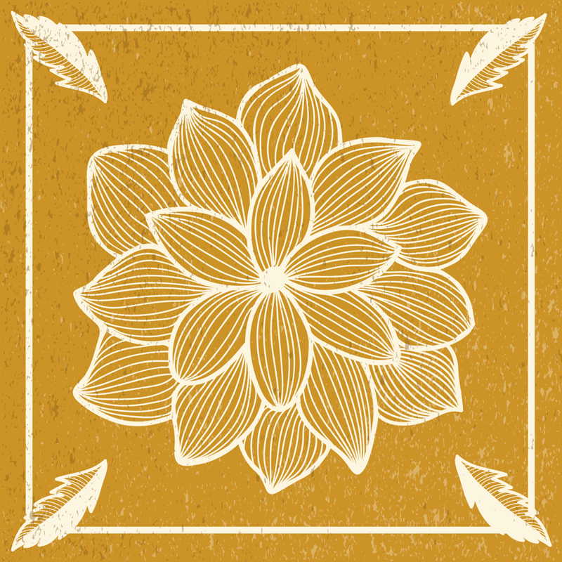 Vinyl Teppich Blumen goldenes blumenmuster - TenStickers