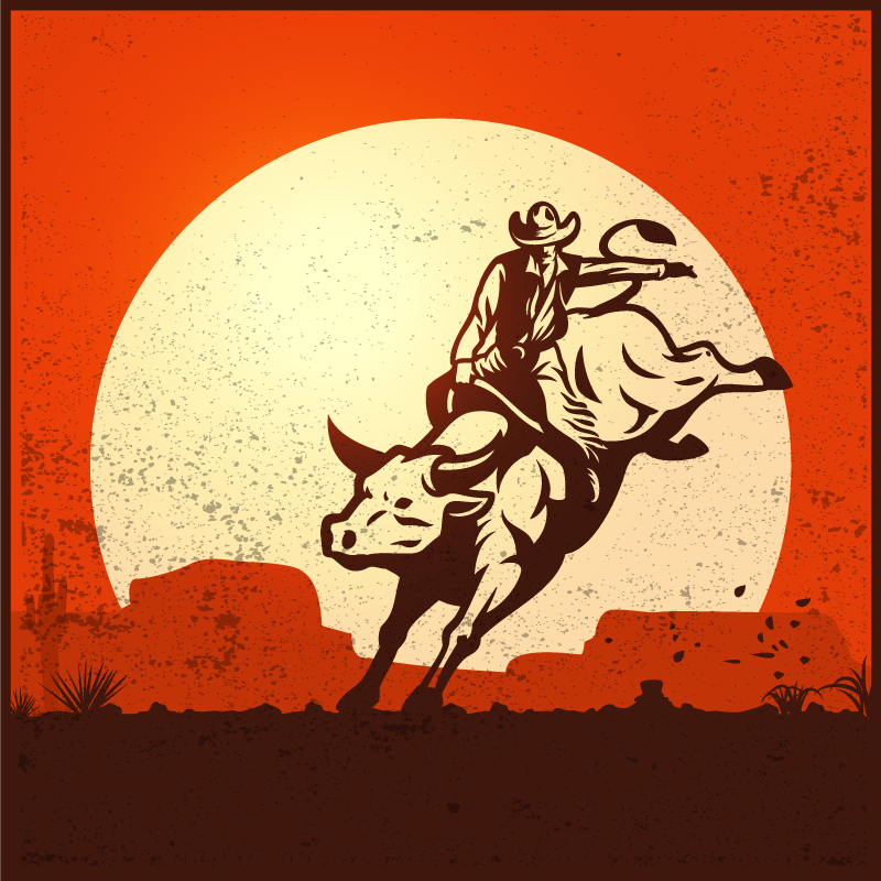 Vinyl Teppich kindlich cowboy-stier-silhouette - TenStickers