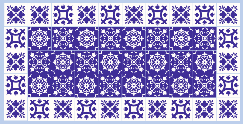Vinyl Teppich Badezimmer blaues keramikmuster - TenStickers
