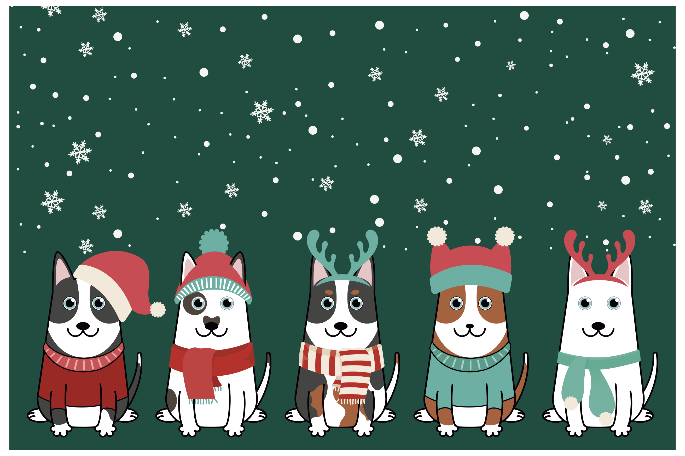 Vinyl Teppich Weihnachten festliches hundeensemble - TenStickers