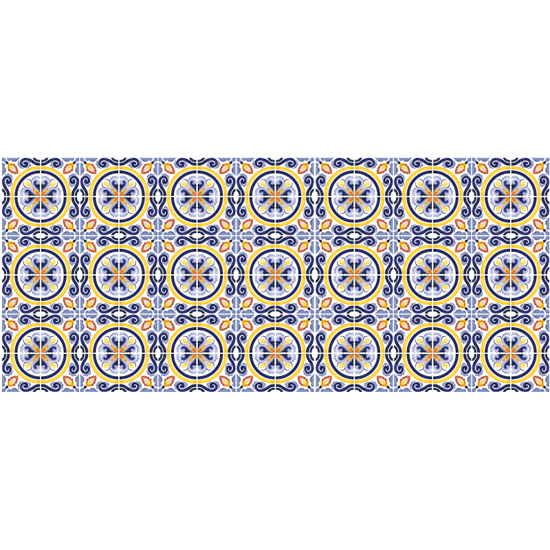 Vinyl Teppich Fliesenoptik kompliziertes mediterranes motiv - TenStickers