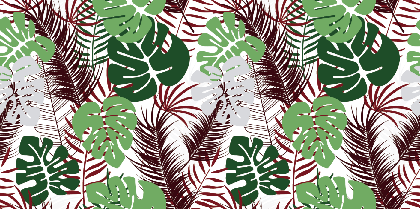 Vinyl Teppich Blumen tropisches laub-overlay - TenStickers