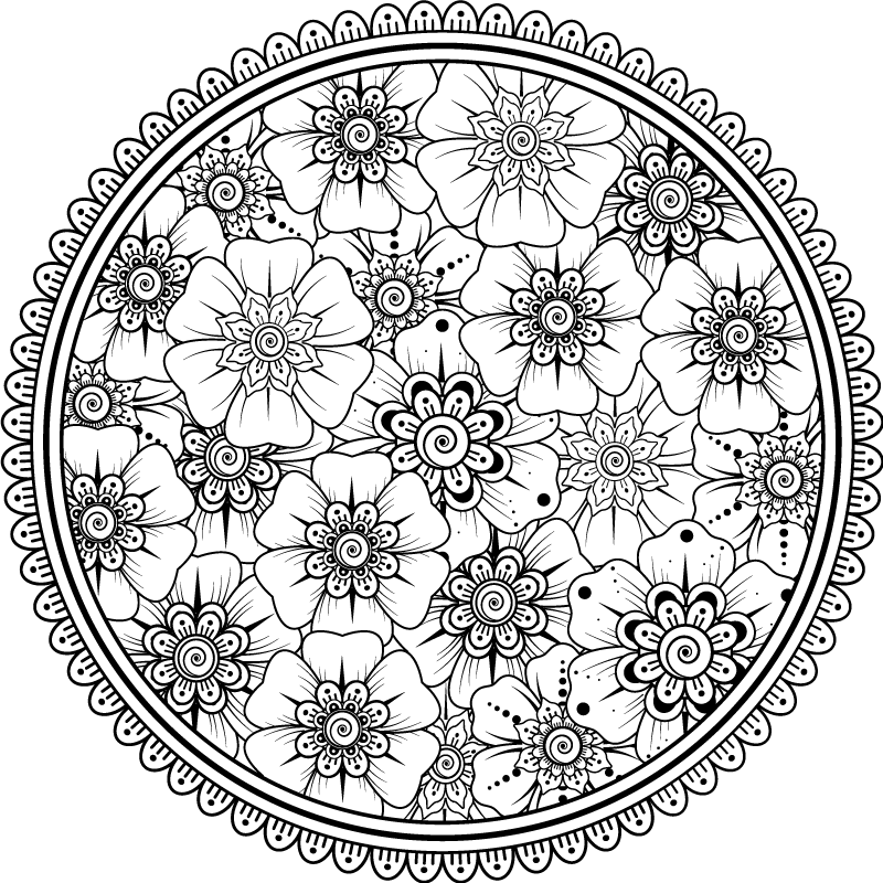 Vinyl teppich mandala blumendesign - TenStickers