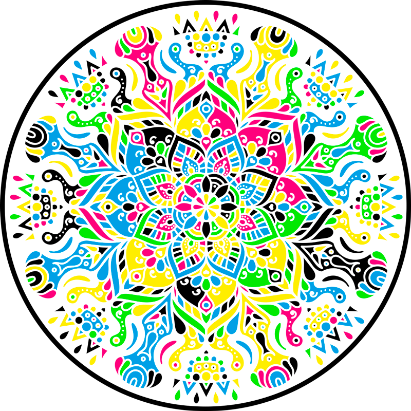Vinyl Teppich Mandala lebendiges Kreismuster - TenStickers